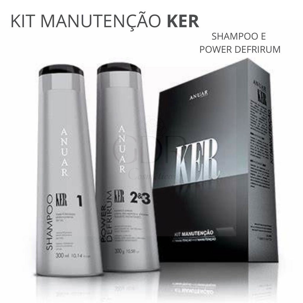 Kit Manutenção Pós Progressiva Cabelo Tratamento Profissional KER Anuar 300ml / 300g