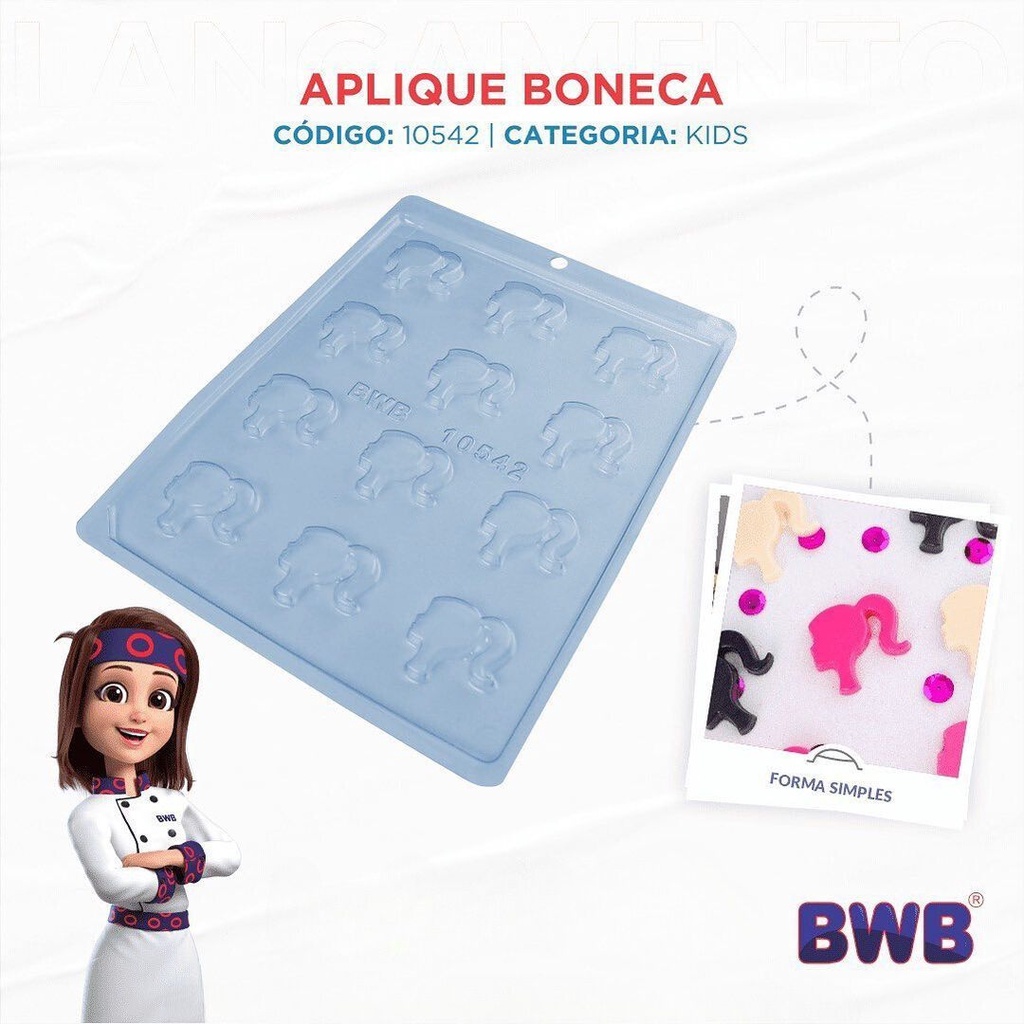 Forma BWB simples de Acetato - APLIQUE BONECA - 10542