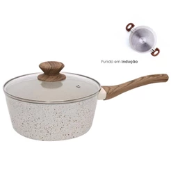 Panela Antiaderente Cerâmica 20cm Cooktop Fogão Indução Avulsa 2,25 Litros Marmol MimoStyle