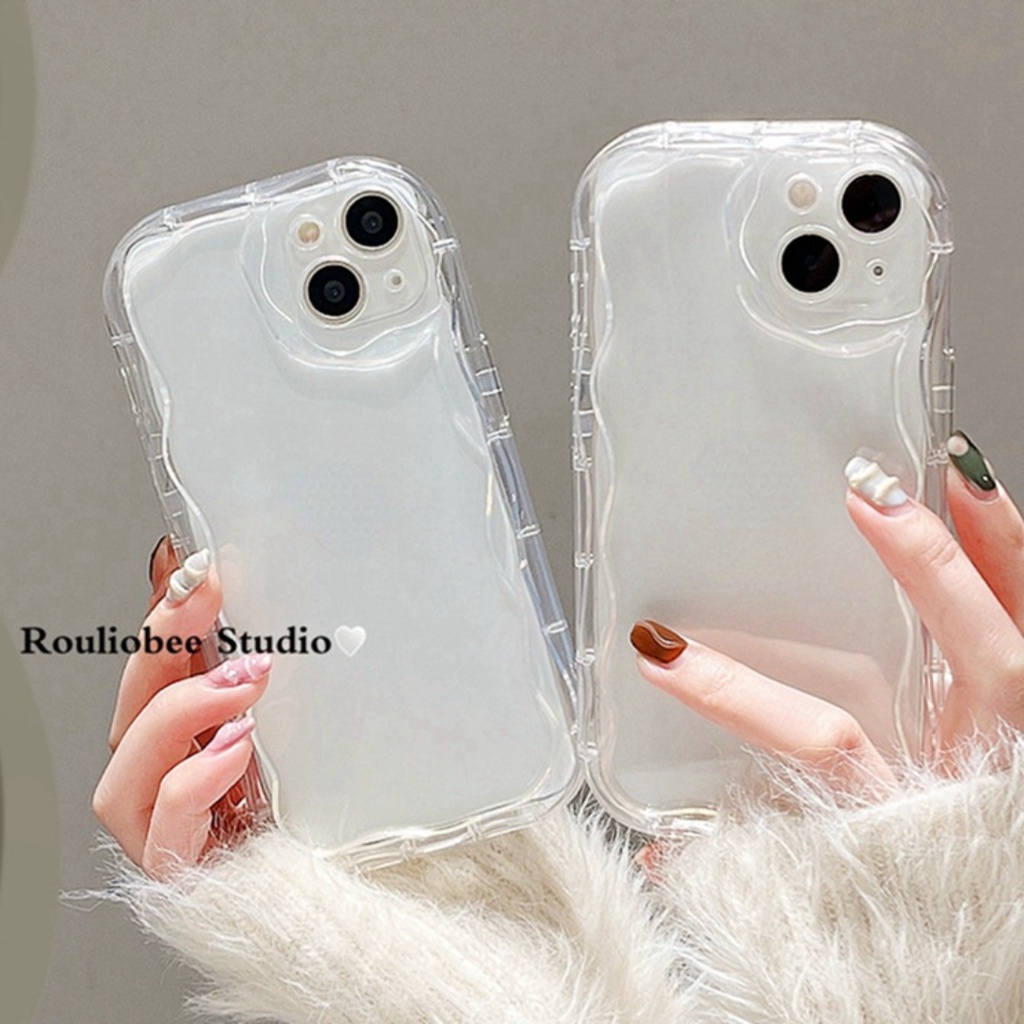 Capa De Telefone Curva Creme Transparente Para Samsung Galaxy A37 A27 A57 A07 A17 A56 A26 A16 A06 A36 A55 A35 M34 M14 M5