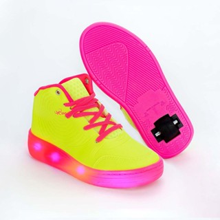 Tênis Infantil Feminino Com Rodinhas com Led Menina Neon e Pink Kidy