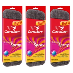 Kit 3 Refil para Mop Spray Esfregão Microfibra Limpeza Rapida Condor 1690R