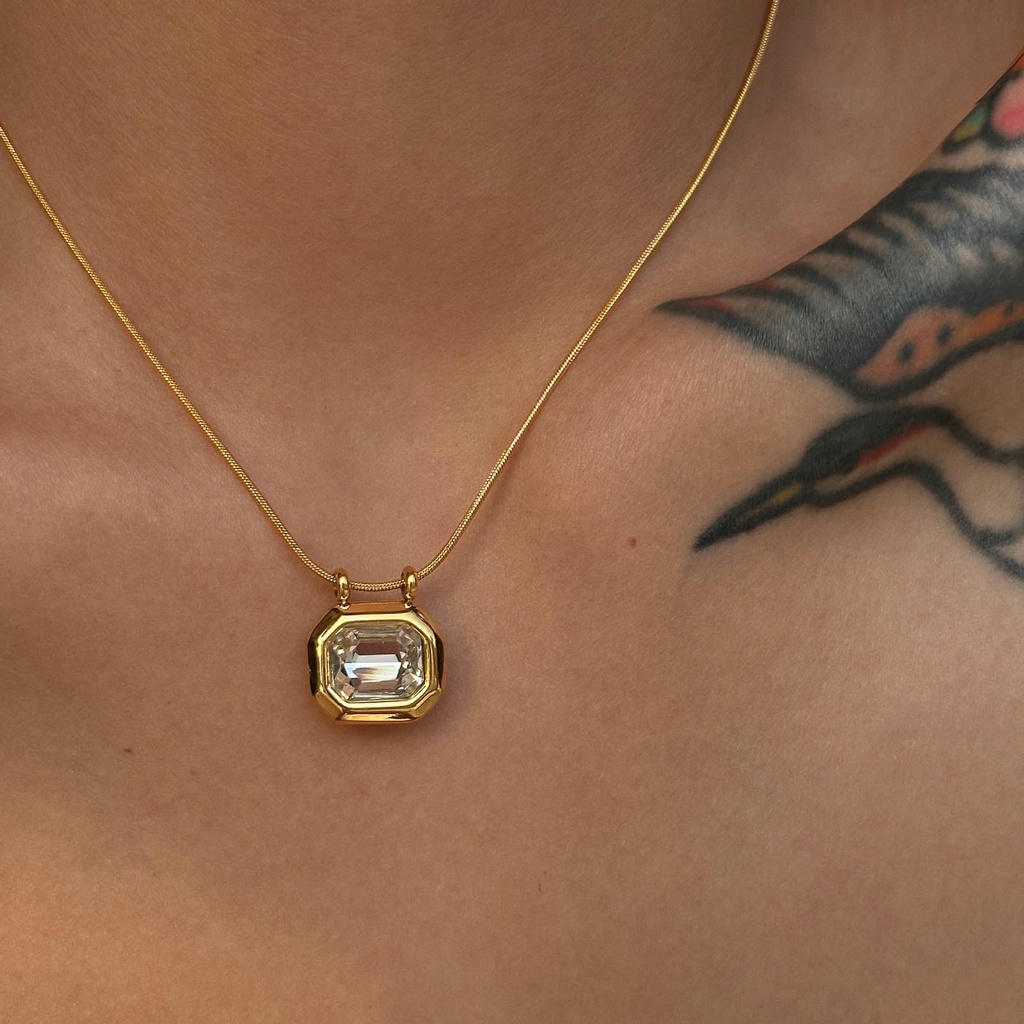 Pingente Vnox White Sugar Zircon Para Mulheres, Colar De Cobra Redonda De Ouro 18K, Ins Fashion Jewelry · foto 2