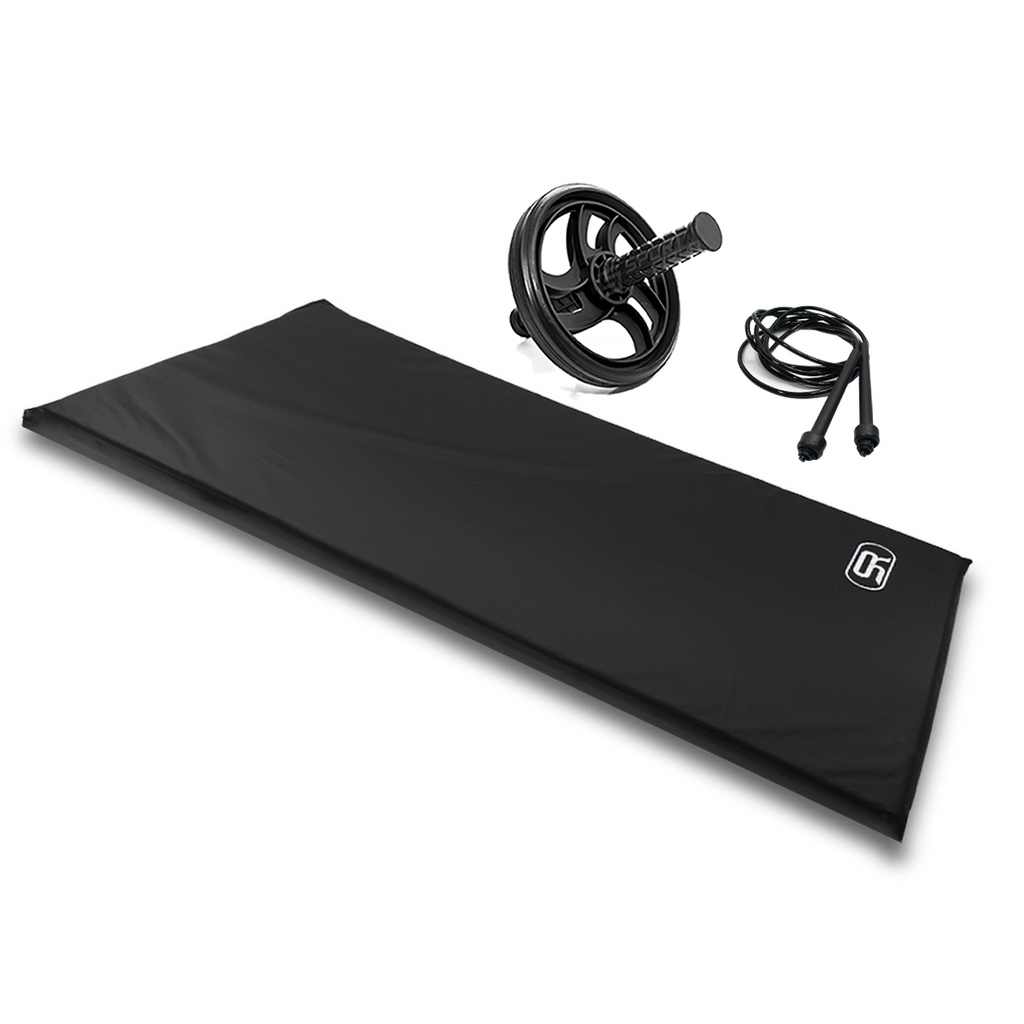 Colchonete Academia + Roda Abdominal + Corda Ajustável Pvc