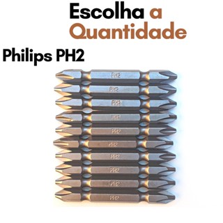 Jogo Bits Philips PH2 Imantado para Parafusadeira Kit Ponteira Dupla Magnetico