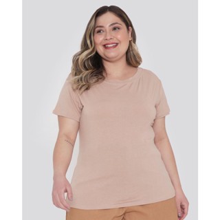Blusa Feminina Plus Size Básica Bege Médio