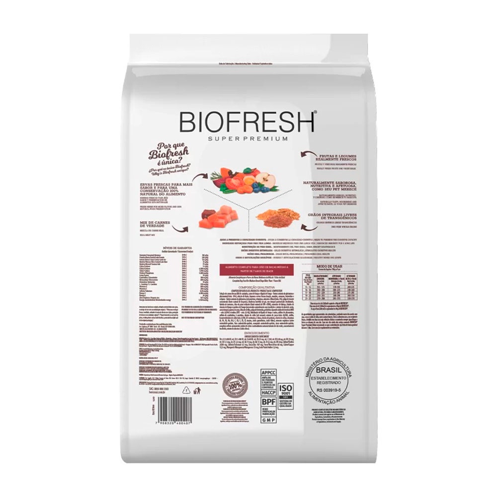 Ração Biofresh Para Cães Sênior Raças Médias Mix de Carne, Frutas, Legumes 10,1kg — imagem 2 de 2