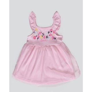 Vestido Bebê Tule Glitter Love Rosa