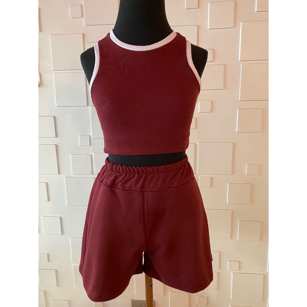 CONJUNTO FEMININO LEXA MODERNO E CONFORTAVEL BERMUDA MAIS CROPPED RIBANA.