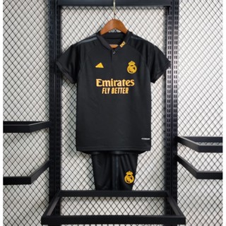 Novo 2023/2024 Infantil Kit Camisa de Time Conjunto RMD III Criança Camiseta Blusa Camisa de Futebol Calções