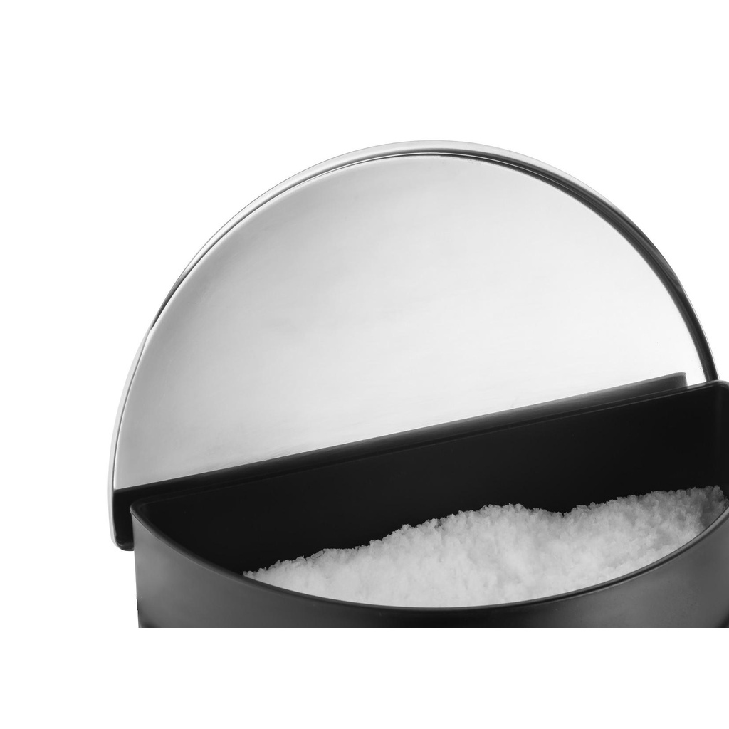 Saleiro De Mesa Bancada Cozinha Grande 1 Kg Tampa Inox Corpo Preto Organizador Porta Sal Temperos Alto Padrão Qualidade Forma Inox