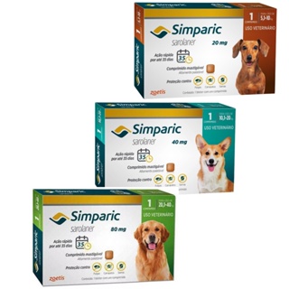 3 Antipulgas Para Cães Simparic 20mg 40mg e 80mg1 Comprimido em Oferta na Shopee