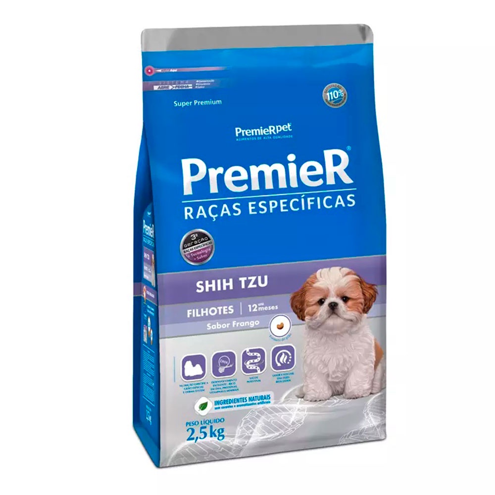 Ração Premier Raças Específicas Shih Tzu Cães Filhotes Frango 2,5kg