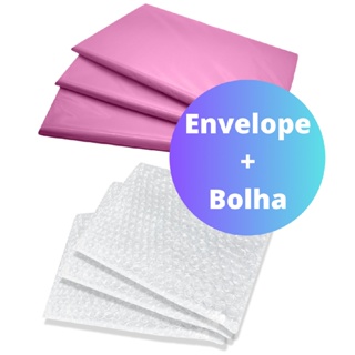 Envelope de Segurança 19x25 Rosa + Saco Plástico Bolha Separado 10 un em Oferta na Shopee