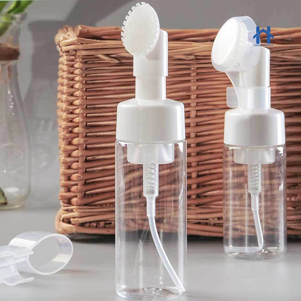 Frasco Pump 150ml com Escova de Silicone Espuma Limpeza Facial Skin Care Silicone HH UTILIDADES