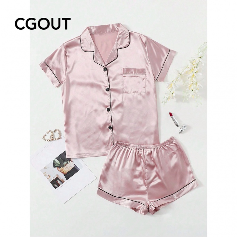Conjunto Pijamas Conjunto Mulher Calção de Seda Ice Top Loose Plus Loungewear