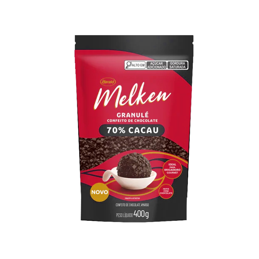 Granulé Chocolate Meio Amargo 70% Cacau - Melken - 400g - 01 unidade -Harald - Rizzo