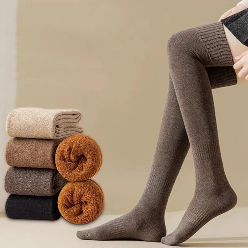 Meias De Lã Para Caminhada Coxa Alta Mulheres Inverno Quentes E Aconchegantes Térmicas De ...