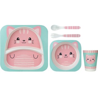 Kit Refeição Infantil Bambu - Gatinho Rosa - 13209 - Buba em Oferta na Shopee