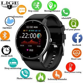 LIGE Relógio Inteligente Homem Mulher Tela De Toque Completo Esportivo Fitness IP67 Bluetooth À Prova D