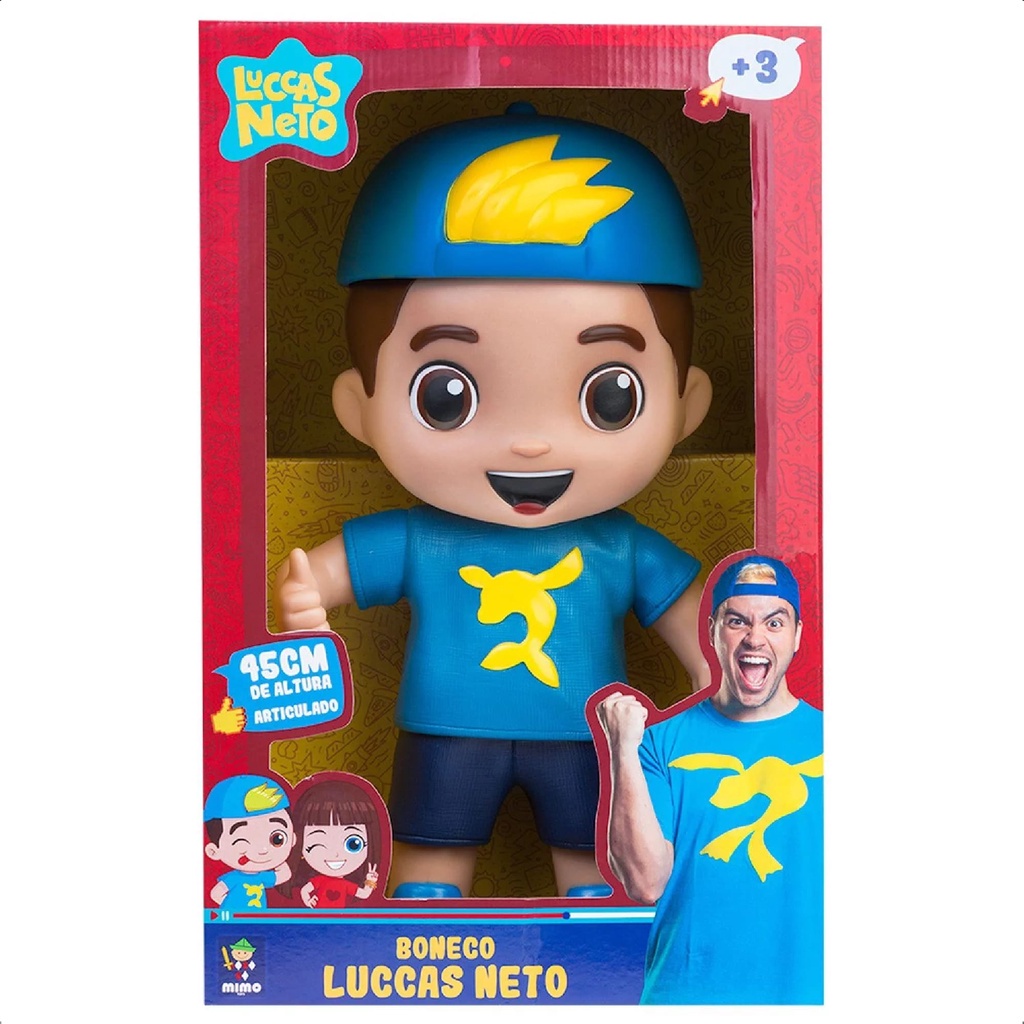 Boneco Luccas Neto Detalhes Realistas 5 Pontos De Articulações 45cm +De 3 Anos Mimo Toys - 1000 - Mom & Baby