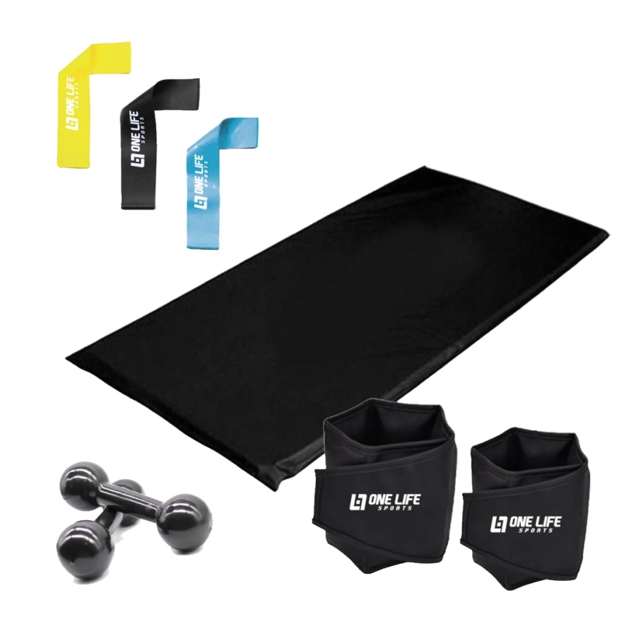 Kit Academia em Casa Caneleira 3 Kg- Par + Colchonete + Kit Mini Band + Peso 2 Kg