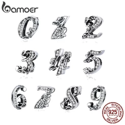 BAMOER 10 Number Beads Vintage Charm for Original Silver 925 Bracelet & Bangle SCC1418