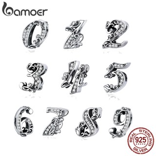 BAMOER 10 Number Beads Vintage Charm for Original Silver 925 Bracelet & Bangle SCC1418