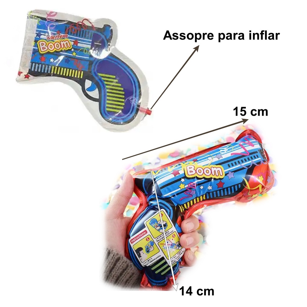 Kit 6 Lança Confetes Inflavel Boom Estouro Colorido Festas — imagem 2 de 2