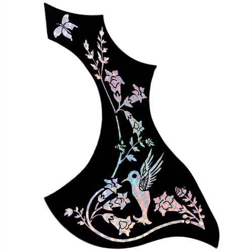 Escudo Para Violao Folk Adesivo Autocolante Floral Preto