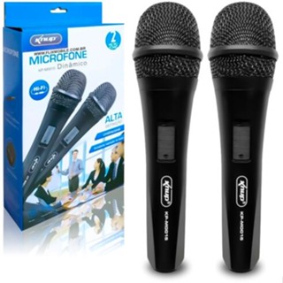 KIT 2 Microfone Com Fio Duplo Profissional Modelo KP-M0015 - Knup