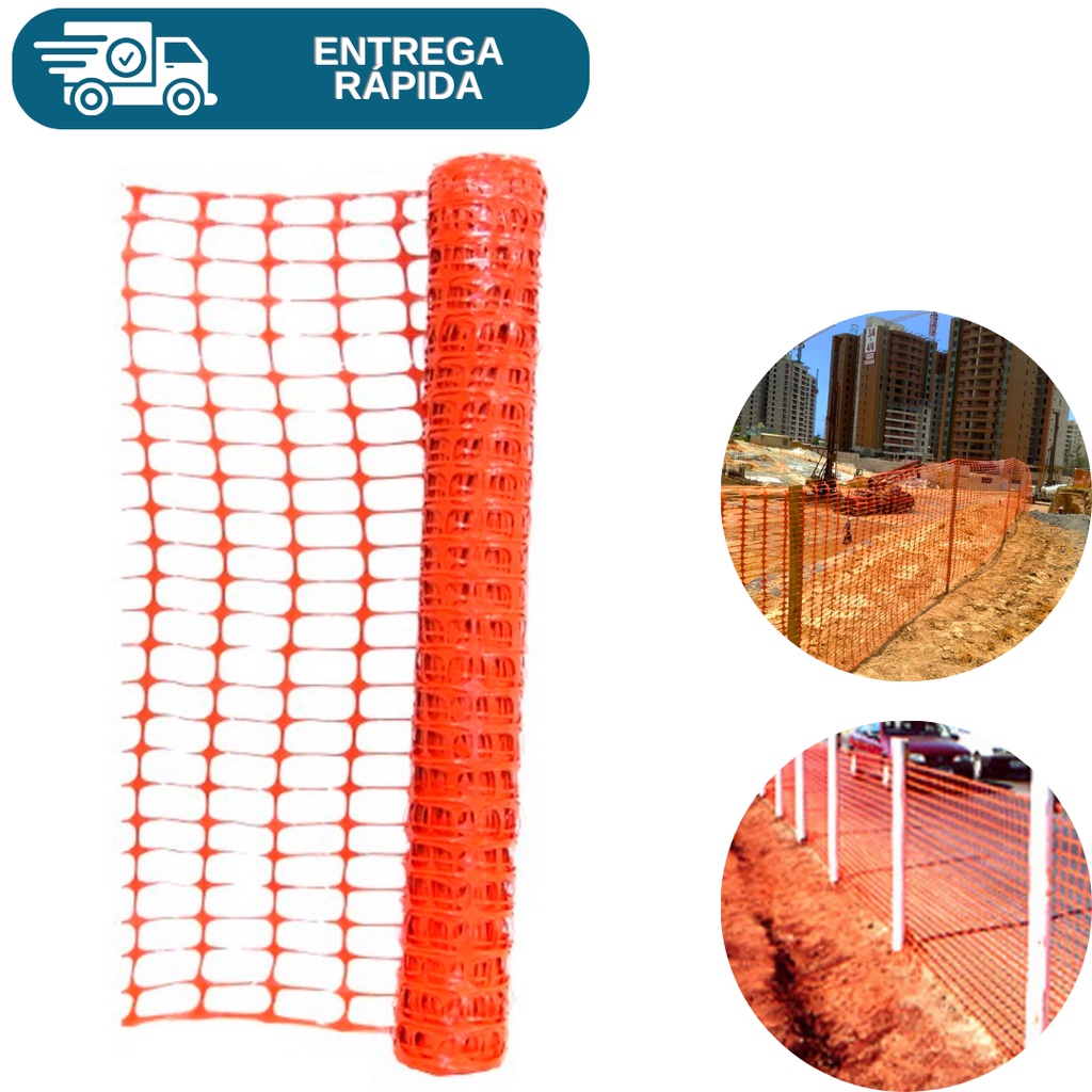 Tela Tapume Laranja 1,20m X 50m Cerquite Para Obras Construção Sinalização Isolamento