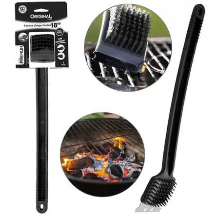 Escova De Aço Para Limpar Grelha Churrasqueiras Com Raspador - Original - SL0175 100% garantido