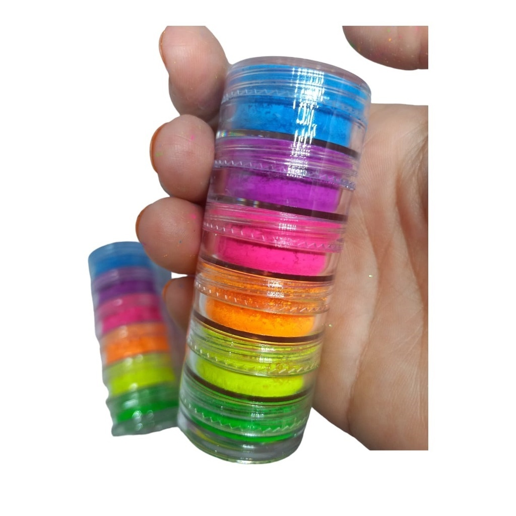 Kit Maquiagem Carnaval Neon Glitter Sombra Colorida 6 cores