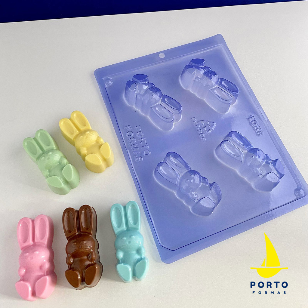 1~ 5 Forma Silicone Porto Bombom Coelhinho Páscoa Especial 3 Partes P1058 (CHOCO) em Oferta na Shopee