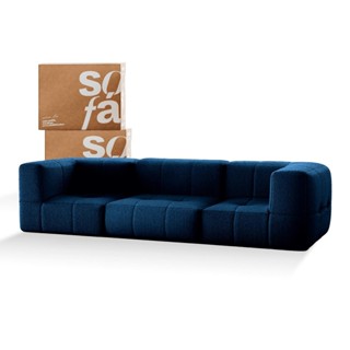 Sofá 3 lugares Modular - Sofá na Caixa	em Boucle com 3 Módulos 2,58m - 2 Braços em Oferta na Shopee