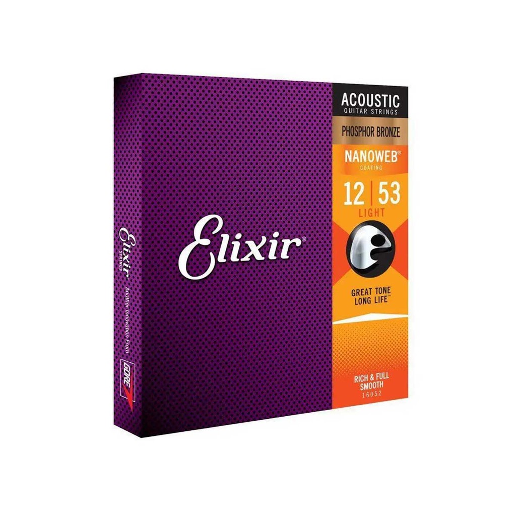 Encordoamento Violão Elixir Phosphor Bronze Nanoweb 012 053 Light 16052