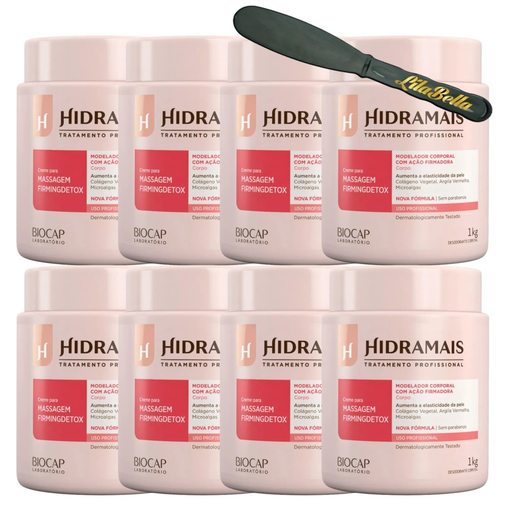 8UN Creme Para Massagem Firming Detox 1KG Hidramais+Espátula
