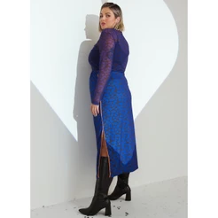 Blusa Segunda Pele Em Tule Azul Quintess