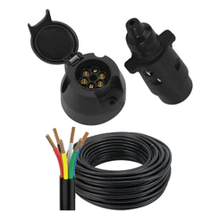 Kit Tomada Engate Reboque 6 Polos Cabo PP 6x1 Vias Carreta Completo 5 10 15 20 25m Carretinha