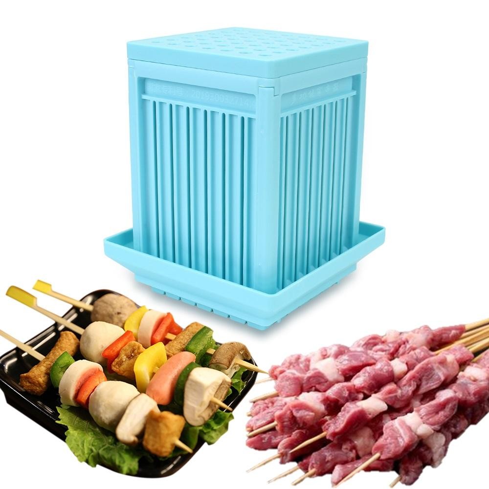 Forma Churrasco 49 Espetinhos Carne Suporte Furador Cortador Super Rápido e Pratico