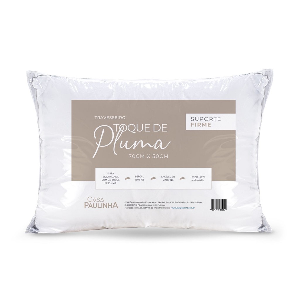 Travesseiro Toque de Pluma Suporte Firme 70cm x 50cm
