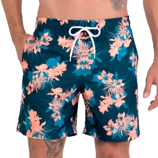 Bermuda Short Adulto Estampado Floral de Praia 100% Poliester Mash