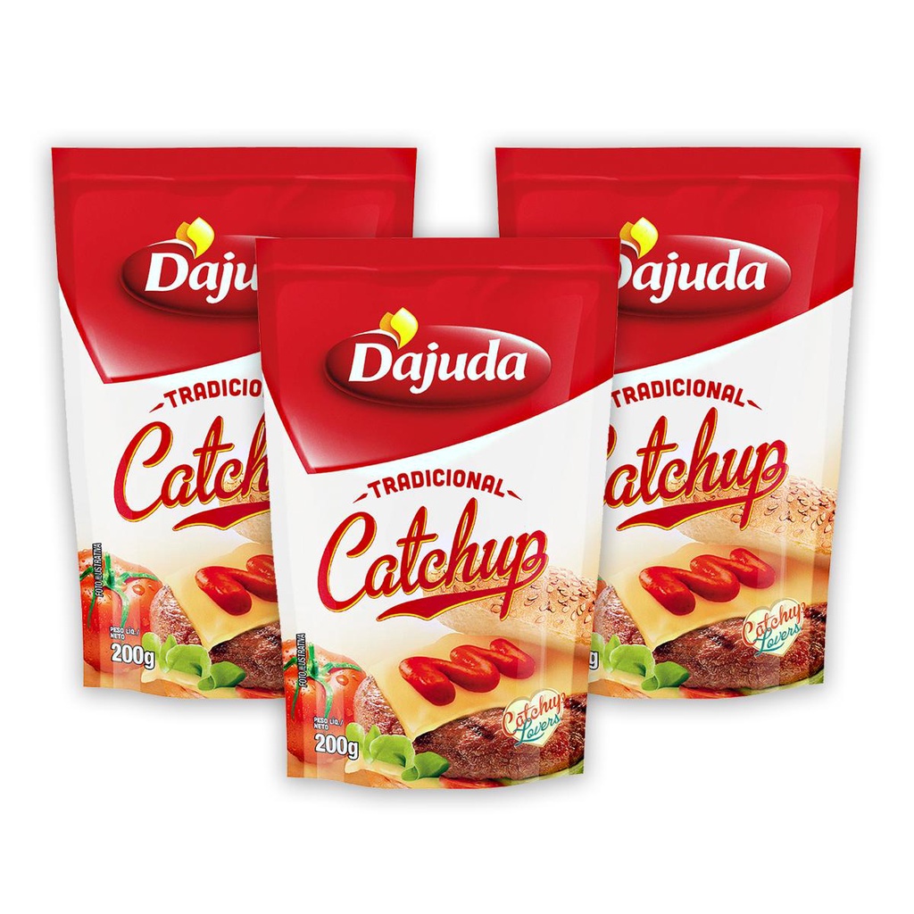 03Un Ketchup DAjuda Refil Embalagem Econômica Para Receitas Lanches Hamburguer Hot Dog 200G
