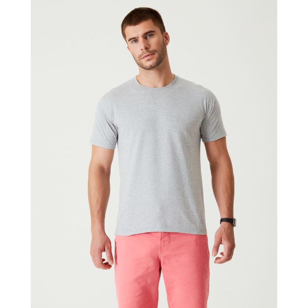 Camiseta Básica Masculina Gola Texturizada Em Algodão em Oferta na Shopee