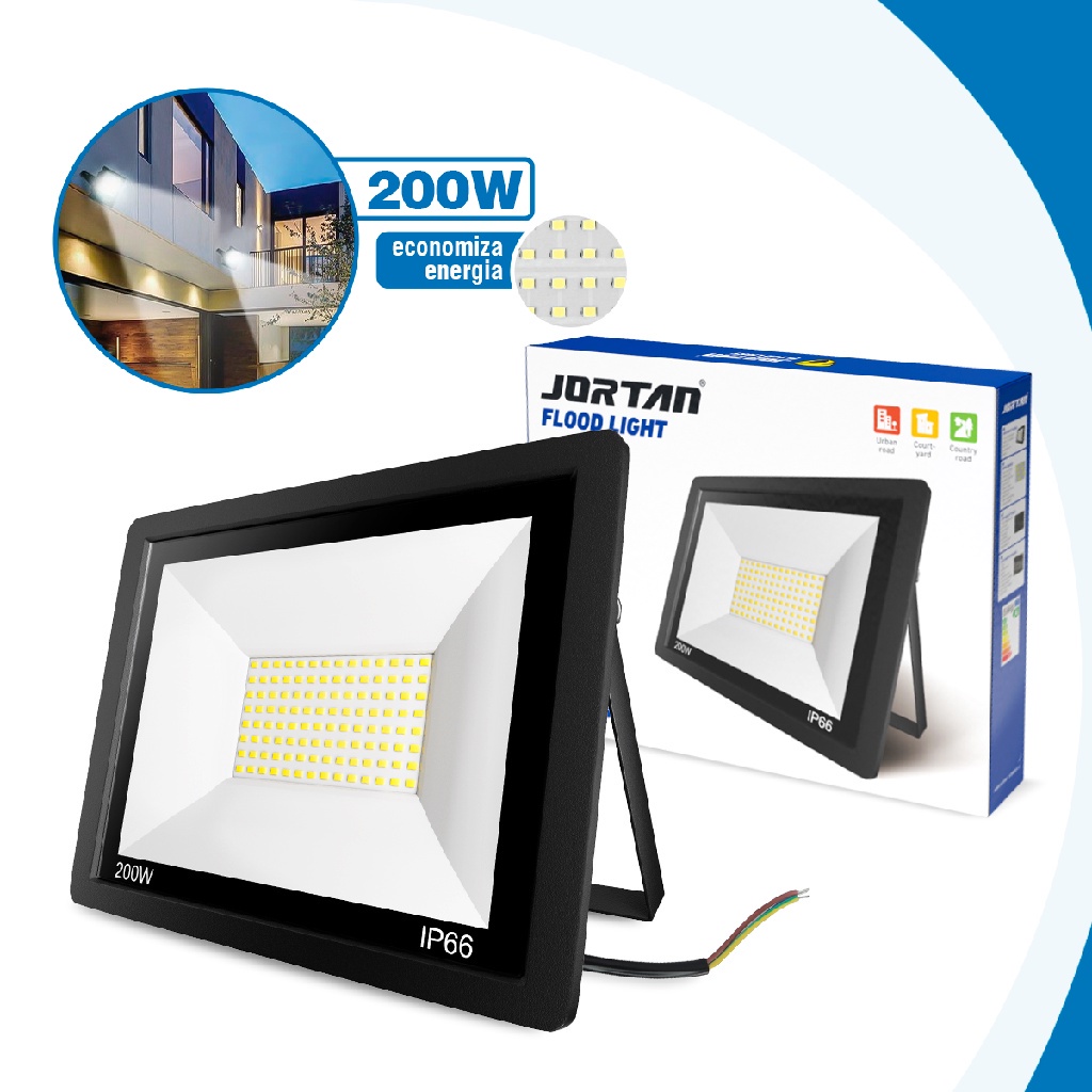 Refletor Led 200w Holofote Externo Jardim Ip66 Bivolt 6500k em Oferta na Shopee