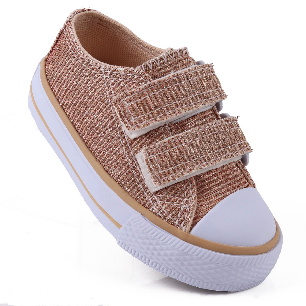 Tênis Infantil Feminino Com Gliter  Star Baby  Worldcolors  - Gliter Dourado em Oferta na Shopee