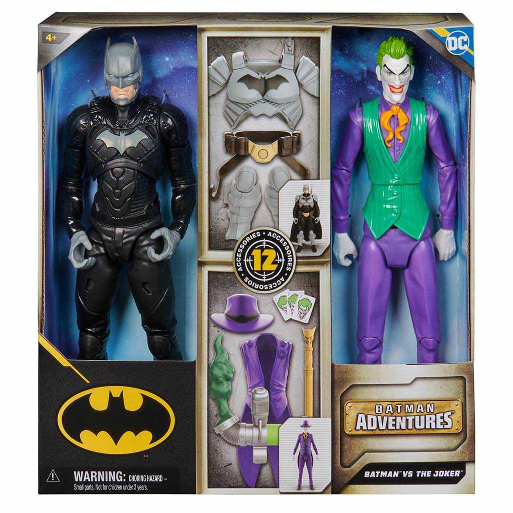Pack com 2 Bonecos de 30cm + Acessórios - Batman vs Coringa