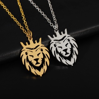 ZH Jewelry Moda Masculina Coroa De Aço Inoxidável Colar Pingente Rei Leão Hip Hop Rock Party Entrega De Jóias em Oferta na Shopee