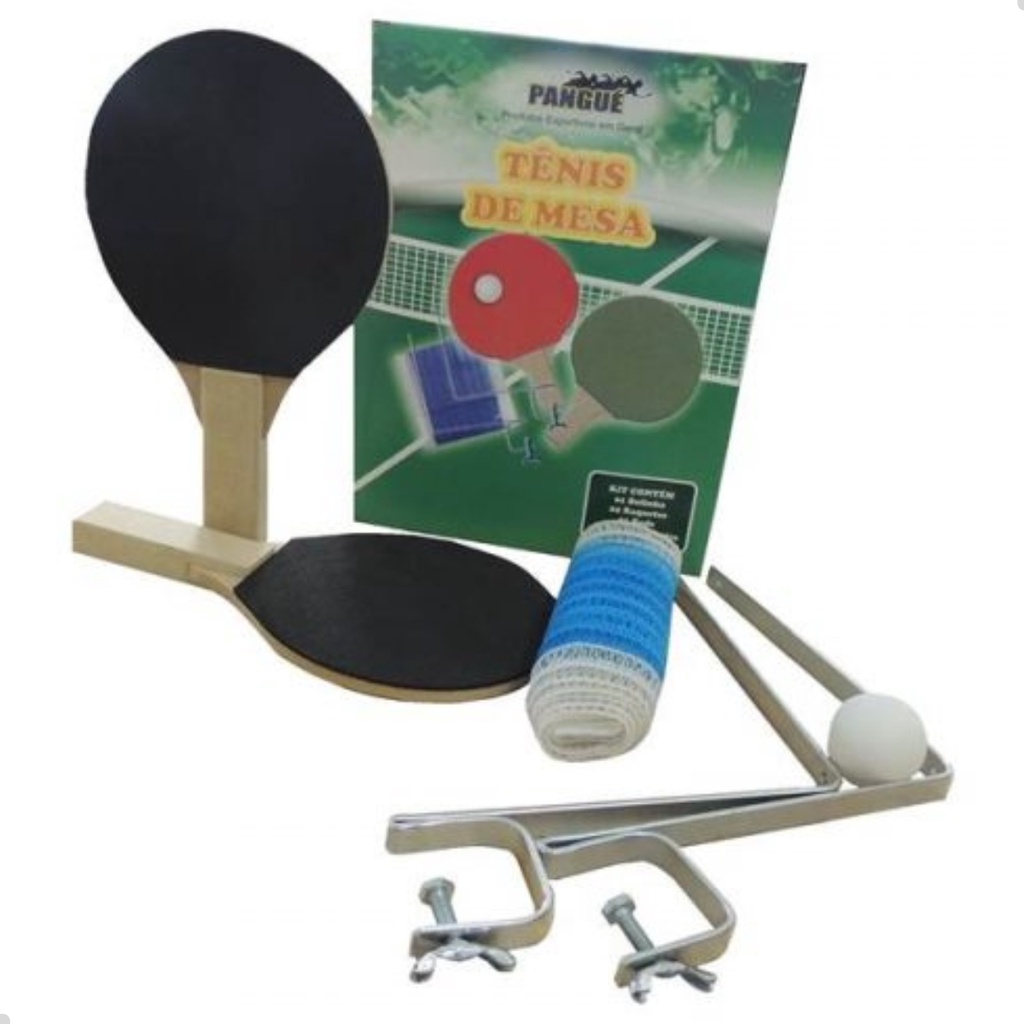 Kit Tênis Mesa Ping Pong Raques Bolinha e Rede com Suporte Sports Mania